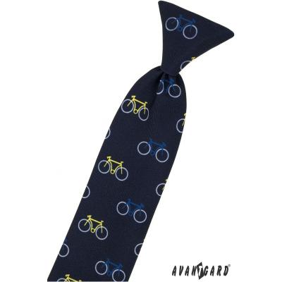 Cravata albastra copii 44 cm, bicicleta colorata