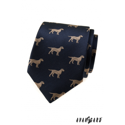 Cravată albastră pentru bărbați cu motiv de câine