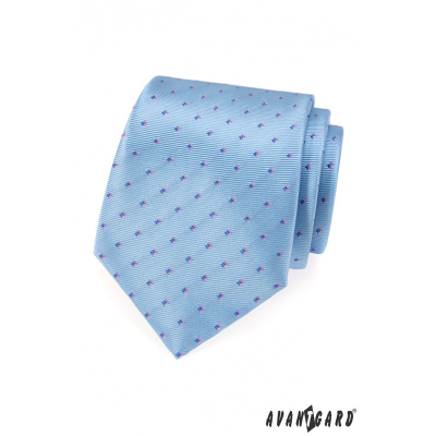 Cravată albastră medie, pătrate albastre și roz