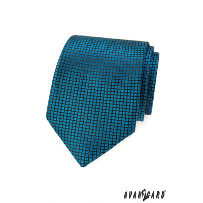 Cravată turcoaz cu model grilă