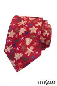 Cravată roșie cu motiv Crăciun