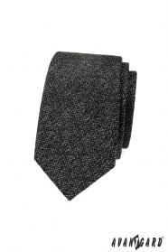 Cravată îngustă cu textură în gri