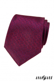 Cravata rosie cu motiv albastru inchis