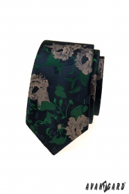 Cravată îngustă cu un model floral colorat
