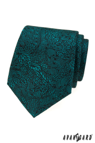 Cravata verde cu ornamente negre