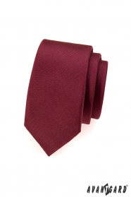 Cravată îngustă bărbați burgundy mat
