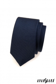 Cravată îngustă pentru bărbați, netedă, albastră
