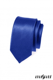 Cravată îngustă, albastră cu strălucire