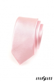 Cravată îngustă, roz deschis lucios