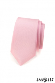 Cravată îngustă mată, culoare roz