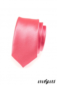 Cravata ingusta de culoare roz coral