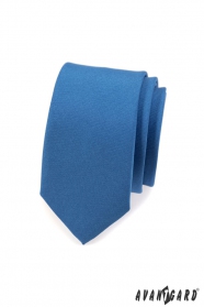 Cravată îngustă într-o singură culoare Mat albastru