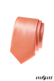 Cravată îngustă într-o singură culoare, în nuanță somon