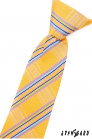 Cravată galbenă pentru copii cu dungi albastre