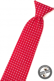 Cravată roșie pentru băiat cu buline albe