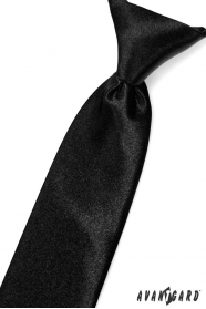 Cravata baieti negru inchis lucios
