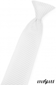 Cravată albă de băiat cu dungă strălucitoare