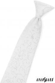 Cravată albă pentru copii cu ornamente