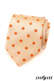 Cravata barbati somon cu buline portocalii