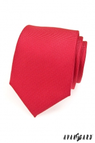 Cravată roșie pentru bărbați cu o structură fină