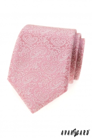 Cravata roz pudrat cu model Paisley