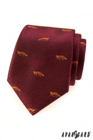 Cravată burgundă - vulpe