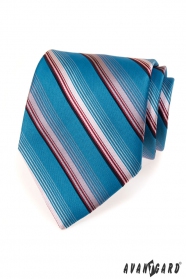 Cravata albastra cu dungi in roz