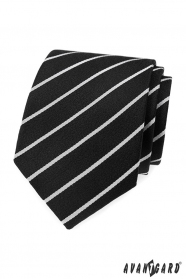 Cravată neagră cu dungă albă