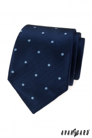 Cravată albastru închis cu buline ușoare