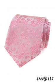 Cravata roz cu model paisley