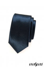 Cravata ingusta pentru barbati, albastru bleumarin