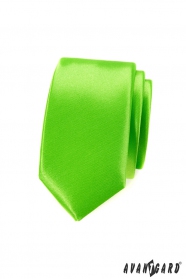 Cravată îngustă verde monocrom lucios