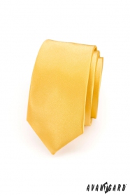 Cravată îngustă netedă galbenă