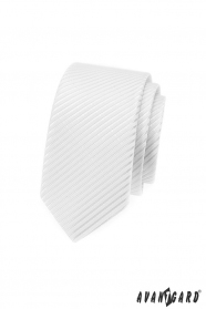 Cravată albă îngustă cu dungi strălucitoare