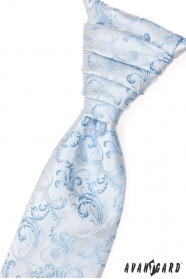 Cravata de nunta model albastru si alb