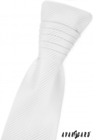 Cravată franceză albă cu dungi strălucitoare