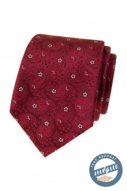 Cravată de mătase cu model în visiniu