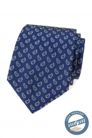 Cravată de mătase albastră cu model paisley mic
