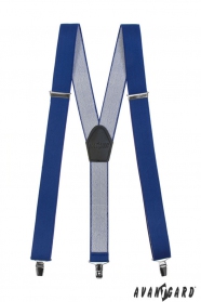 Bretele elastic albastru regal cu partea de mijloc din piele