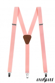 Bretele roz deschis completate de piele maro, cleme