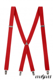 Bretele roșii cu centru metalic și prindere prin clemă