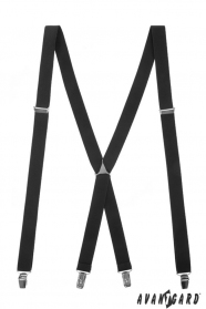 Bretele negre în formă de X cu o parte din mijloc metalică