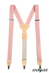 Bretele roz pudrat în formă de Y cu piele bej