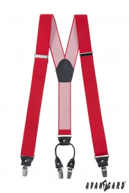 Bretele roșii cu accesorii negre și catarame metalice