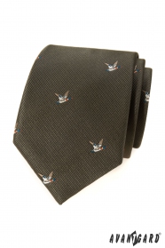 Cravată verde cu motiv de rață zburătoare