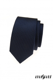 Cravată îngustă cu textura albastră