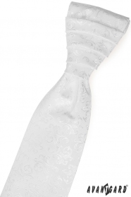 Cravata de nunta alba cu model stralucitor