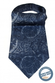 Cravata albastra Ascot cu un model interesant paisley