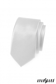 Cravată îngustă albă netedă