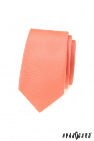 Cravată îngustă de culoare somon mat